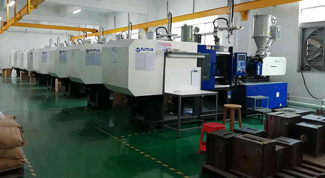 Real shot of injection molding workshop production